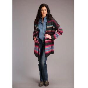 Stetson Cozy Stripe Oversized Cardigan Sweater Size Small